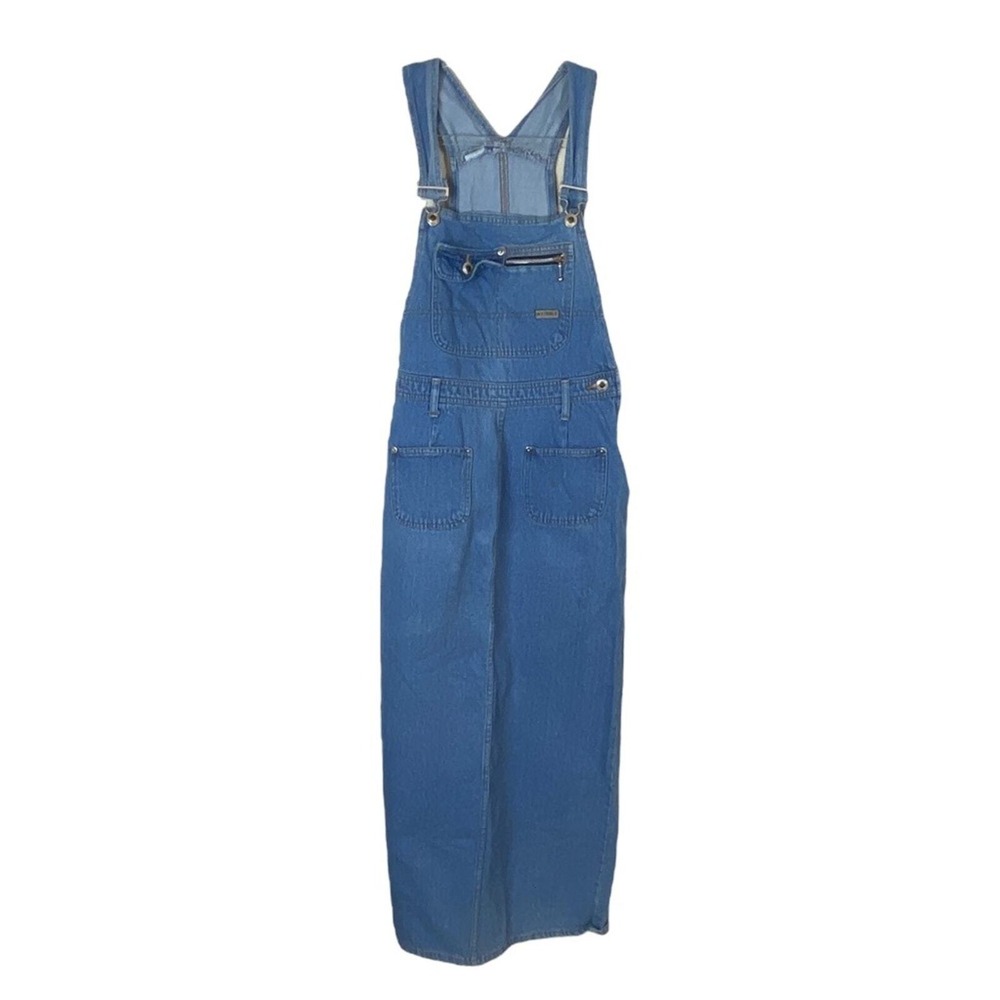 Vintage Invisible Denim Overall Maxi Dress Medium Wash Cotton Jumper Women 9/10